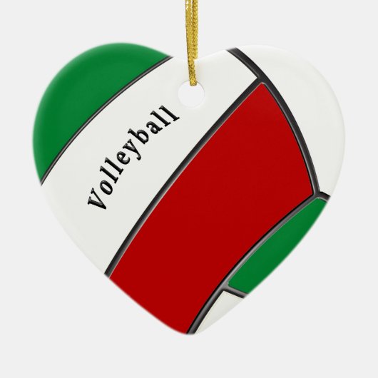 Cute Heart Shaped Volleyball Kerstannament Keramisch Ornament (Voorkant)