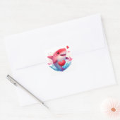 Cute Heart Shark Valentijn Vierkante Sticker (Envelop)