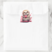 Cute Heart Sloth Valentijnsdag Vierkante Sticker (Tas)