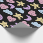 Cute Heart Star Moon Black Baby shower Cadeaupapier (Hoek)