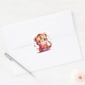 Cute Heart Tiger Valentijn Vierkante Sticker (Envelop)