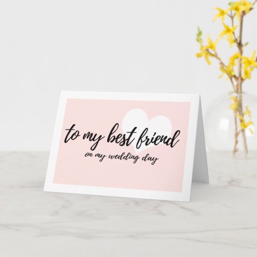 Cute Heart "tot mijn beste vriend op mijn trouwdag Kaart (Gele Bloem)