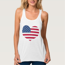 Cute Heart USA Flag Patriotic Red White en Blue Tanktop