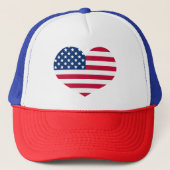 Cute Heart USA Flag Patriotic Red White en Blue Trucker Pet (Voorkant)