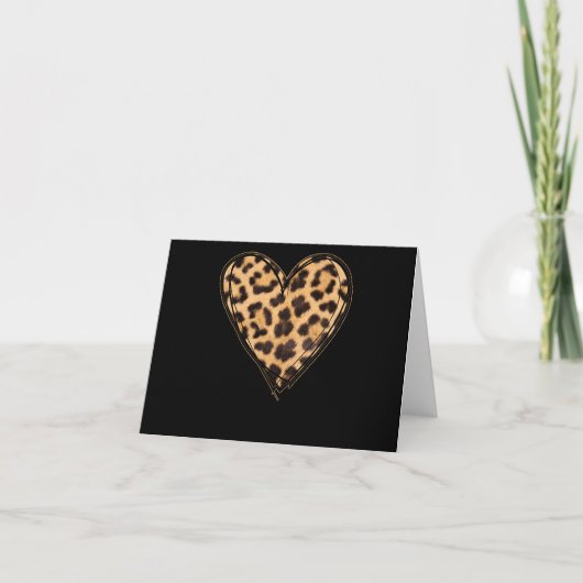 Cute Heart Valentijns Leopard Patroon Kaart (Voorkant)