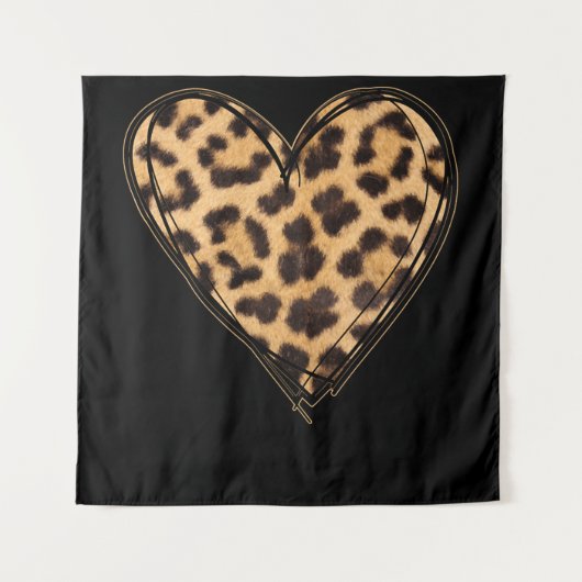 Cute Heart Valentijns Leopard Patroon Wandkleed (Voorkant)