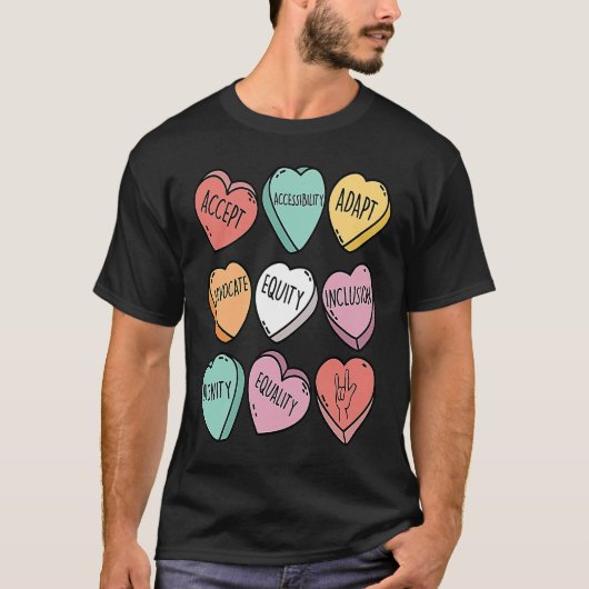 Cute Heart Valentines Day Love Special Education T T-shirt (Voorkant)