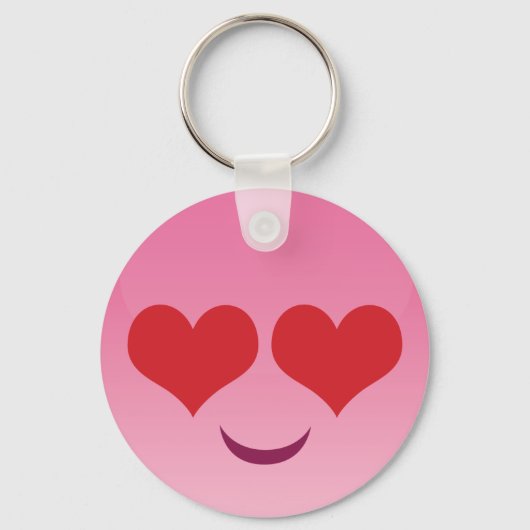 Cute Heart voor Eyes Pink emoji Sleutelhanger (Voorkant)