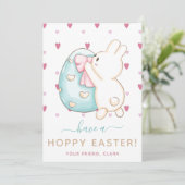 Cute Heart Waterverf Easter Bunny Kinder Friend Feestdagenkaart (Staand voorkant)
