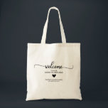Cute Heart Wedding Welcome Hotel Bags Tote Bag<br><div class="desc">Deze prachtige kalligrafie trouwsuite straalt een modern, gedurfd en tijdloos ontwerp uit. Ons uitgebreide collectie biedt alles wat u nodig hebt om een samenhangende en chique sfeer te creëer, inclusief bijpassende menukaarten, gepersonaliseerde servetten, opvallende borden, gunsten en nog veel meer. Aarzel niet om via de chat contact op te nemen...</div>