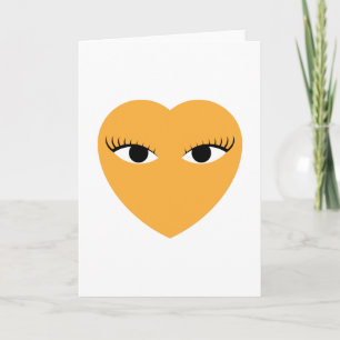 Cute Heart with Eyes on White Card Kaart