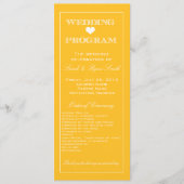 Cute Heart Yellow Wedding Programme Programmakaart (Voorkant)