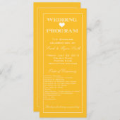 Cute Heart Yellow Wedding Programme Programmakaart (Voorkant / Achterkant)
