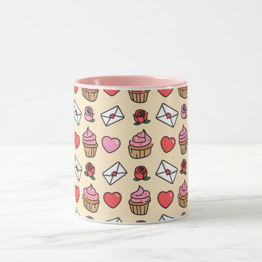 Cute Hearts and Cupcakes Mug Mok (Midden)