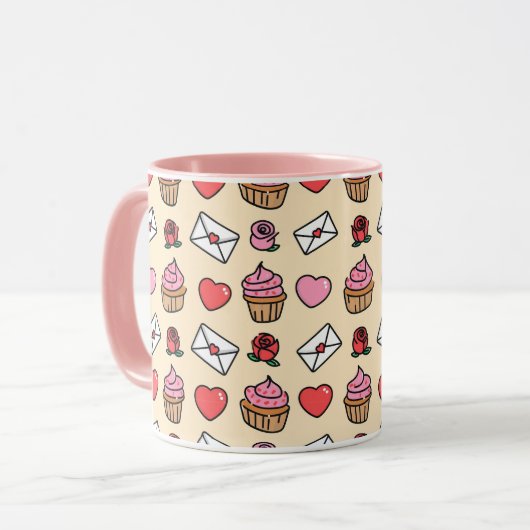 Cute Hearts and Cupcakes Mug Mok (Voorkant links)