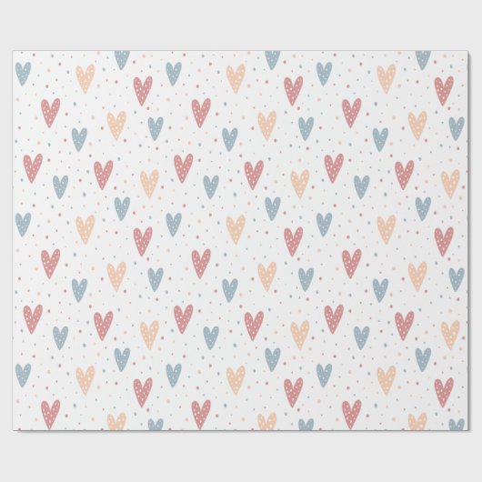Cute Hearts and dots Valentines Pattern Cadeaupapier (Vlak)