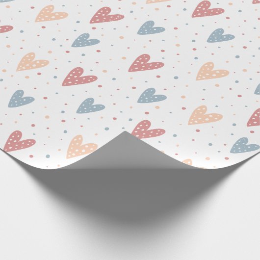 Cute Hearts and dots Valentines Pattern Cadeaupapier (Hoek)