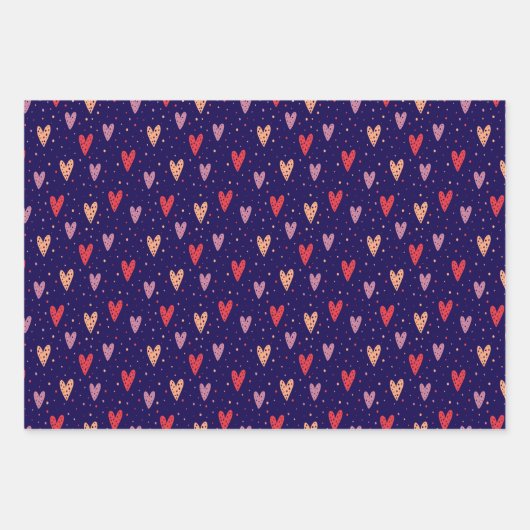 Cute Hearts and dots Valentines Pattern Inpakpapier Vel (Voorkant 2)
