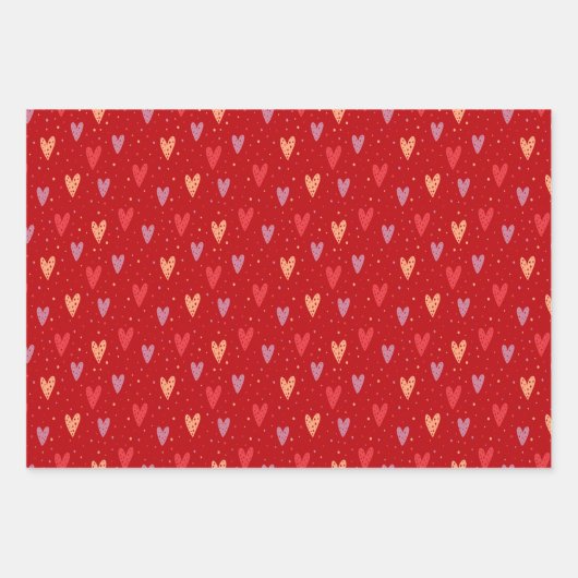 Cute Hearts and dots Valentines Pattern Inpakpapier Vel (Voorkant)