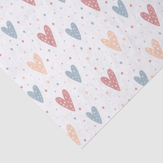 Cute Hearts and dots Valentines Pattern Tissuepapier (Detail)