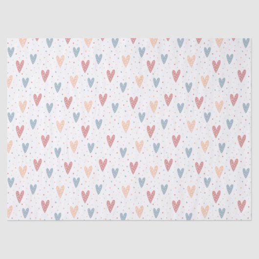 Cute Hearts and dots Valentines Pattern Tissuepapier (Voorkant)