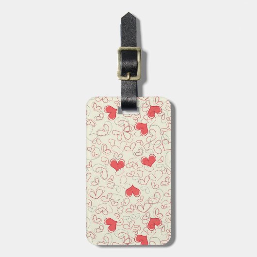 Cute Hearts Background Bagagelabel (Voorkant verticaal)