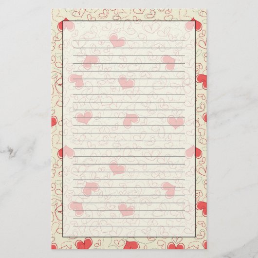 Cute Hearts Background Briefpapier (Voorkant)
