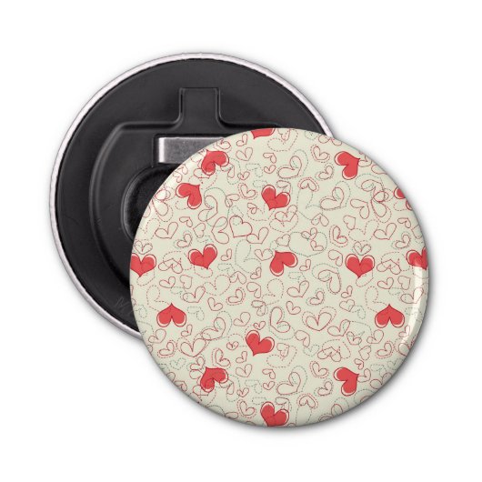 Cute Hearts Background Button Flesopener (Voorkant)