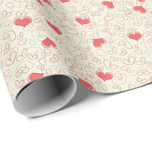 Cute Hearts Background Cadeaupapier (Rol Hoek)