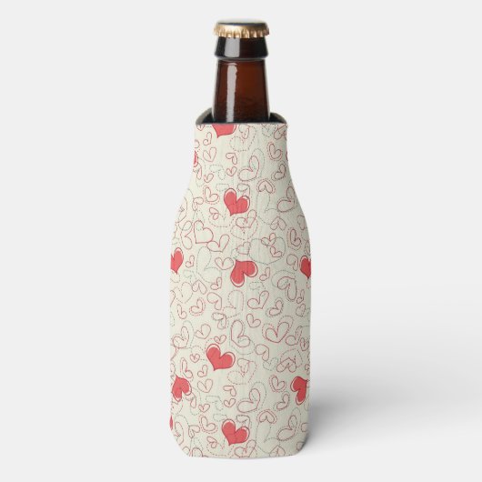 Cute Hearts Background Flesjeskoeler (Fles Voorkant)