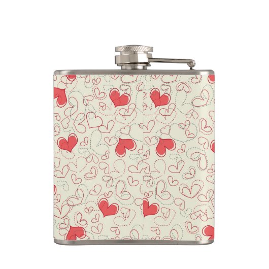 Cute Hearts Background Heupfles (Achterkant)