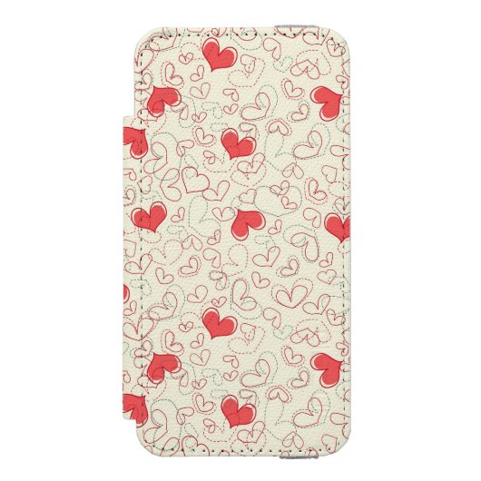 Cute Hearts Background Incipio iPhone Portemonnee Hoesje (Voorkant Agenda)