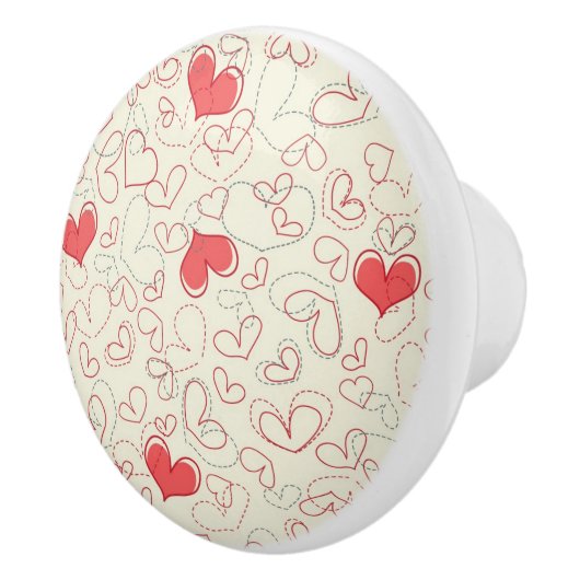 Cute Hearts Background Keramische Knop (Rechts)
