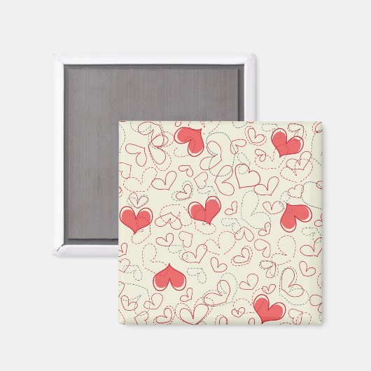 Cute Hearts Background Magneet (Voorkant / Achterkant)