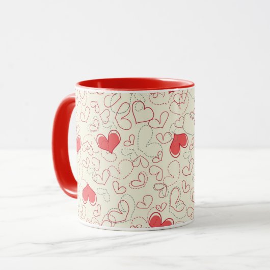 Cute Hearts Background Mok (Voorkant links)