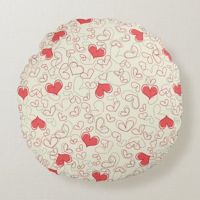 Cute Hearts Background Rond Kussen (Voorkant)