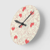 Cute Hearts Background Ronde Klok (Hoek)