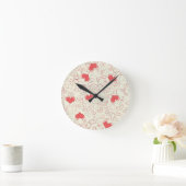 Cute Hearts Background Ronde Klok (Huis)