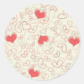 Cute Hearts Background Ronde Sticker (Voorkant)
