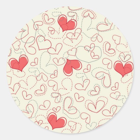 Cute Hearts Background Ronde Sticker (Voorkant)