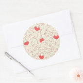 Cute Hearts Background Ronde Sticker (Envelop)
