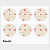 Cute Hearts Background Ronde Sticker (Vel)