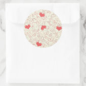 Cute Hearts Background Ronde Sticker (Tas)