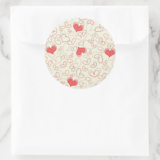 Cute Hearts Background Ronde Sticker (Tas)