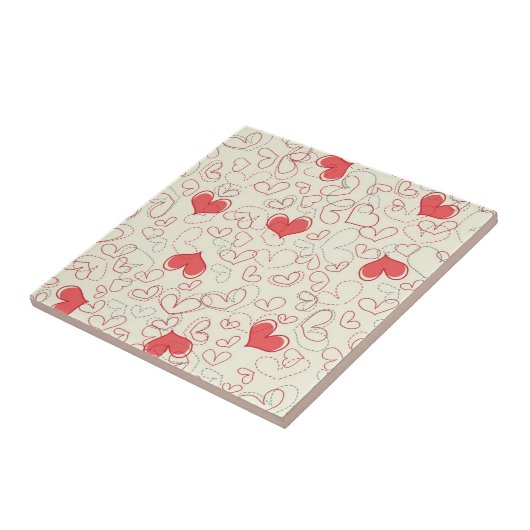 Cute Hearts Background Tegeltje (Zijkant)