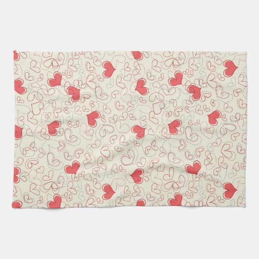 Cute Hearts Background Theedoek (Horizontaal)