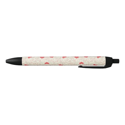 Cute Hearts Background Zwarte Inkt Pen (Bodem)