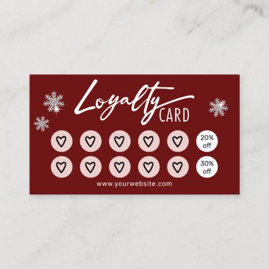 Cute Hearts Beauty Salon Spa Holiday Red Loyalty (Voorkant)
