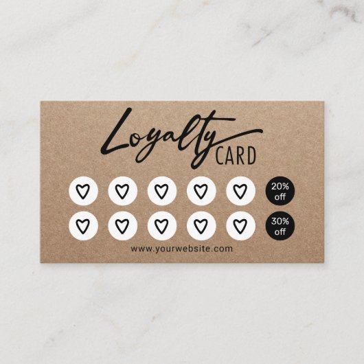 Cute Hearts Beauty Salon Spa Rustic Kraft Loyalty (Voorkant)