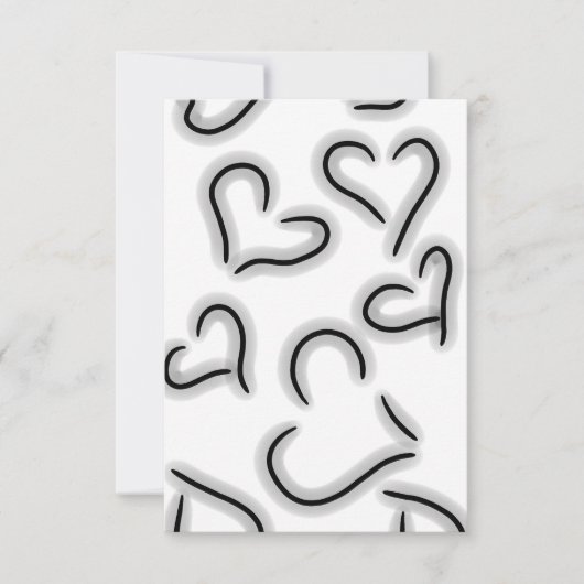 Cute Hearts Black and White Bedankkaart (Voorkant)